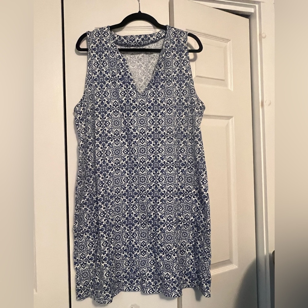 Blue and white swim coverup